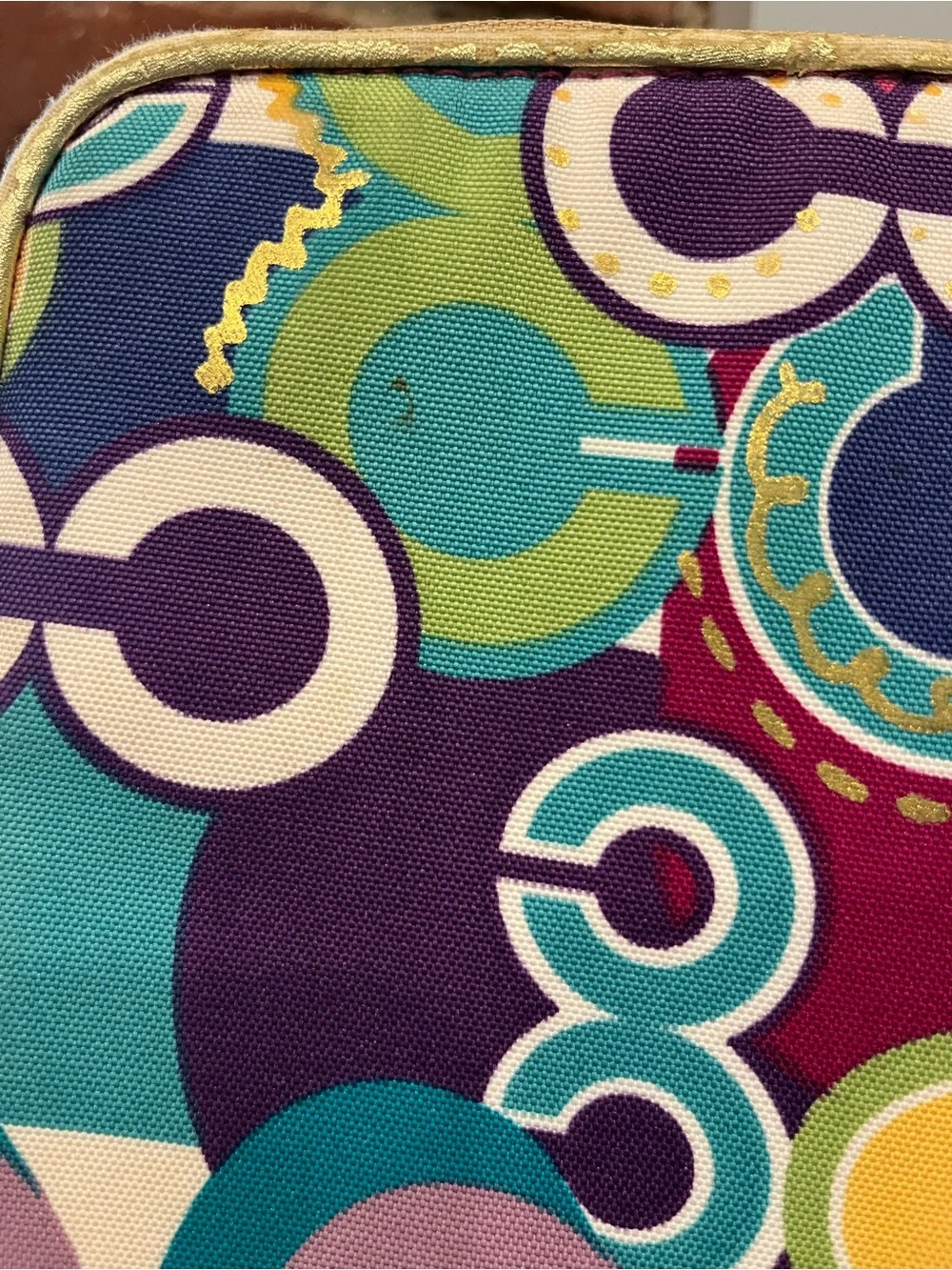 Coach Poppy Art Graffiti Laptop Sleeve Case Pouch Colorful Canvas Zip Portfolio